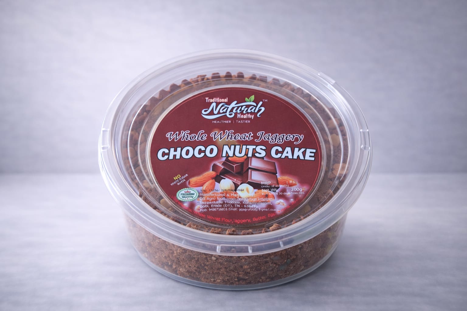 WHOLE WHEAT JAGGERY CHOCO NUTS CAKE 200G