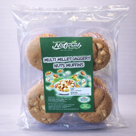 MULTI MILLET JAGGERY NUTS MUFFINS (4 PCS)