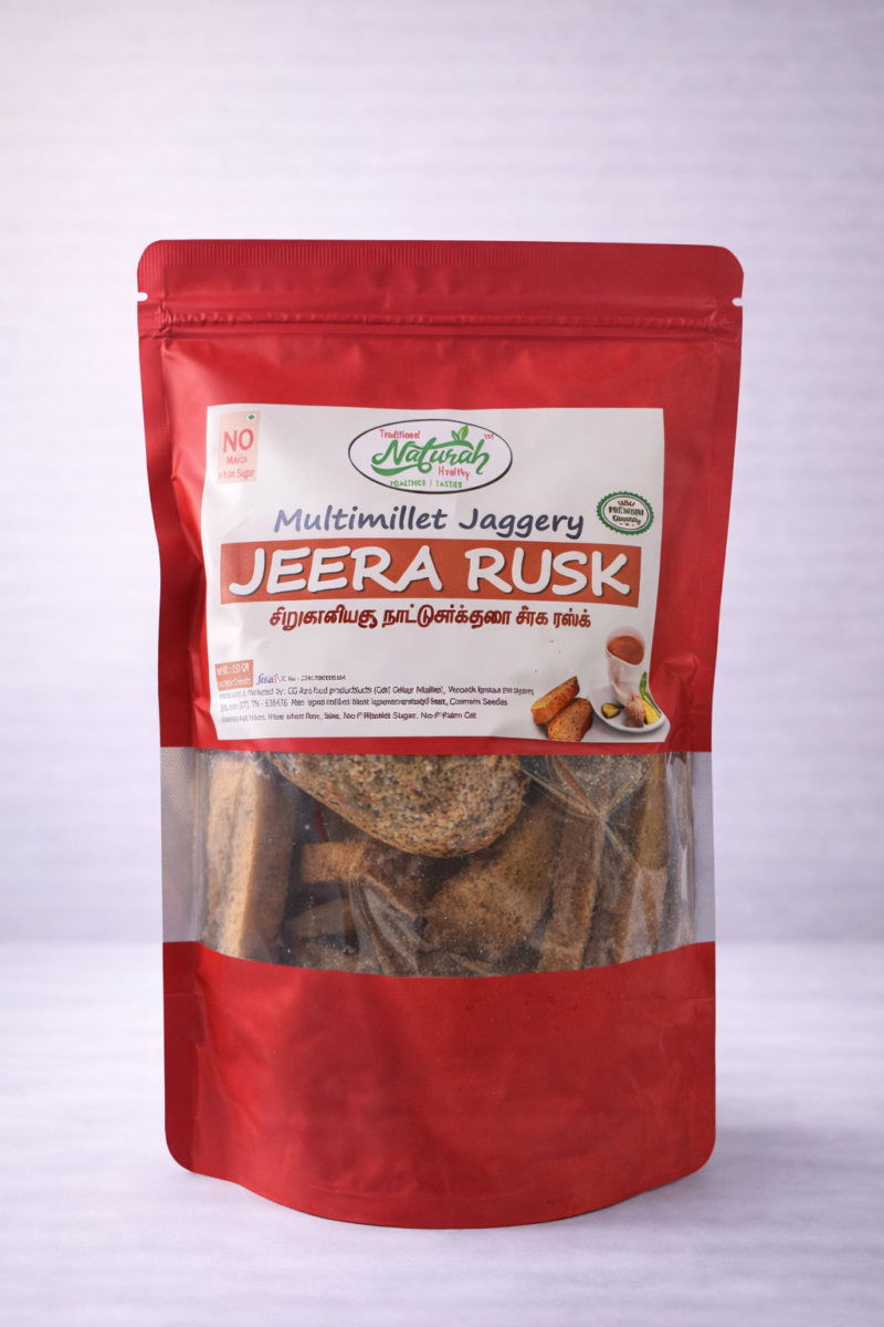 MULTI MILLET JAGGERY JEERA RUSK 160GMS – nrootsfood.com